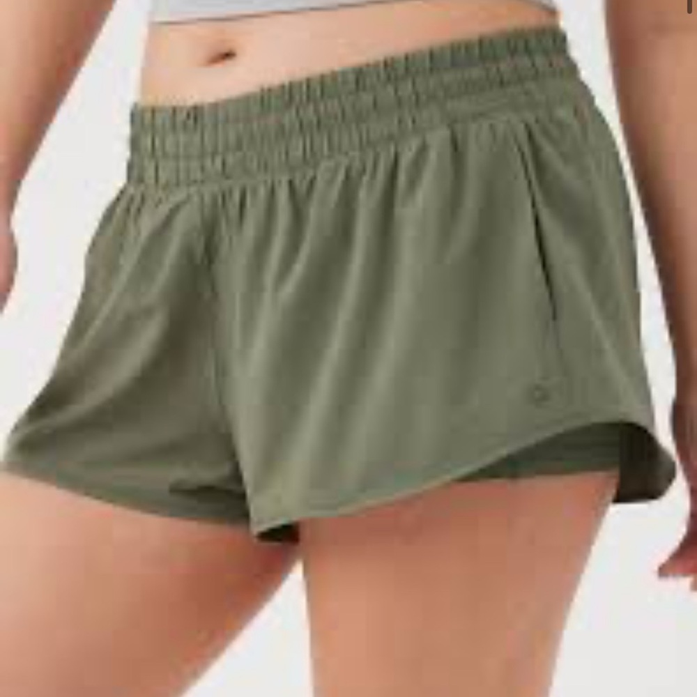 Aerie Green Athletic Shorts with Elastic Waistband